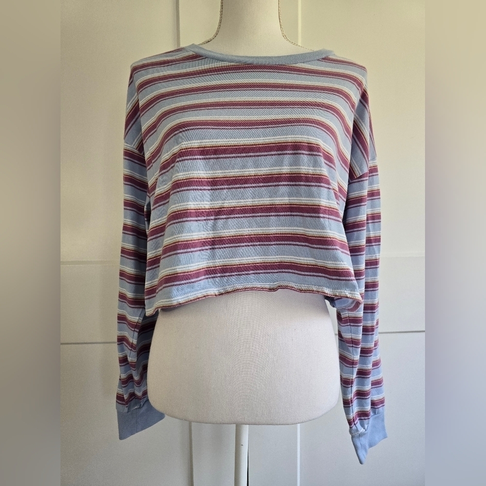 Striped Long Sleeve Crop Top